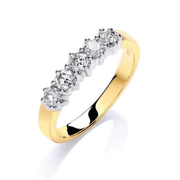 9 carat yellow gold diamond five stone ring