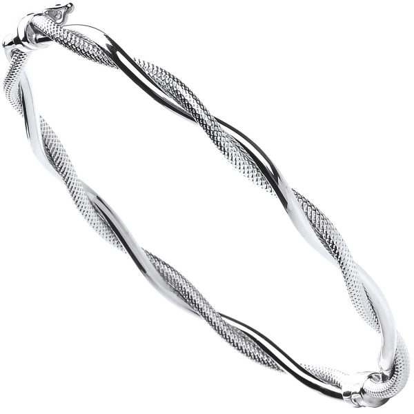 9 carat white gold twist bangle