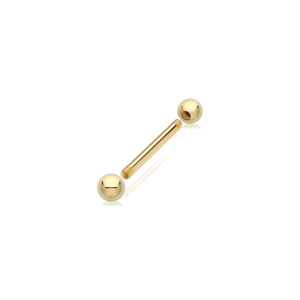 9 carat yellow gold bar piercing