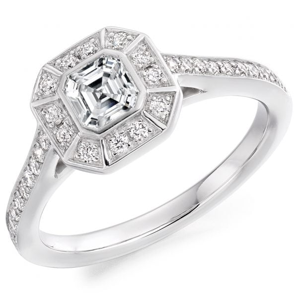 asscher cut diamond ring