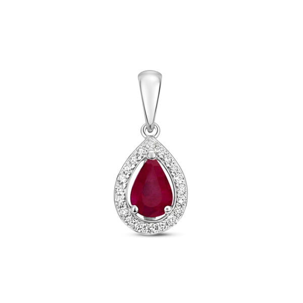 9ct Gold Ruby Diamond Pendant
