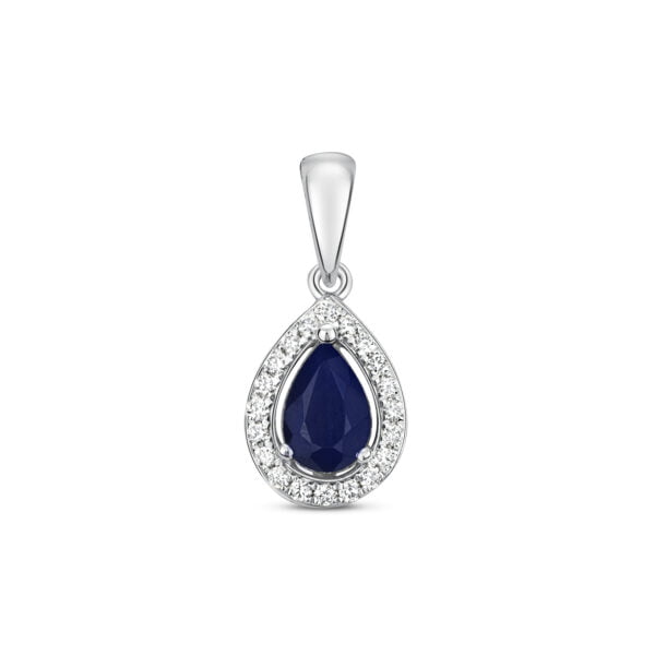 9 carat white gold diamond and sapphire pendant