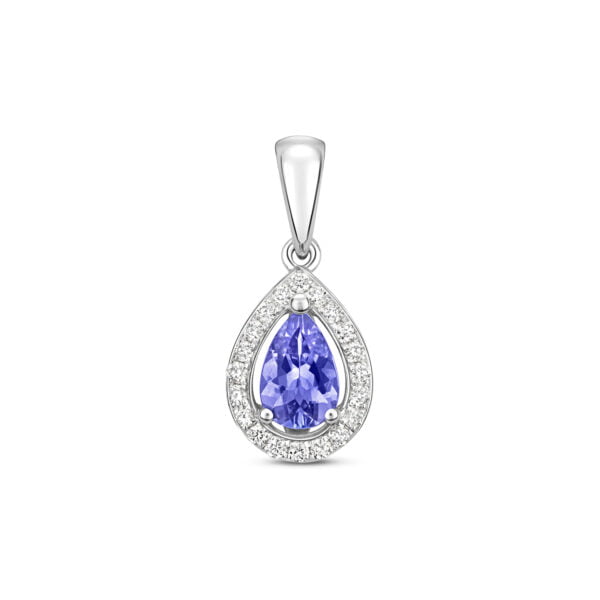 9 carat white gold tanzanite and diamond pendant