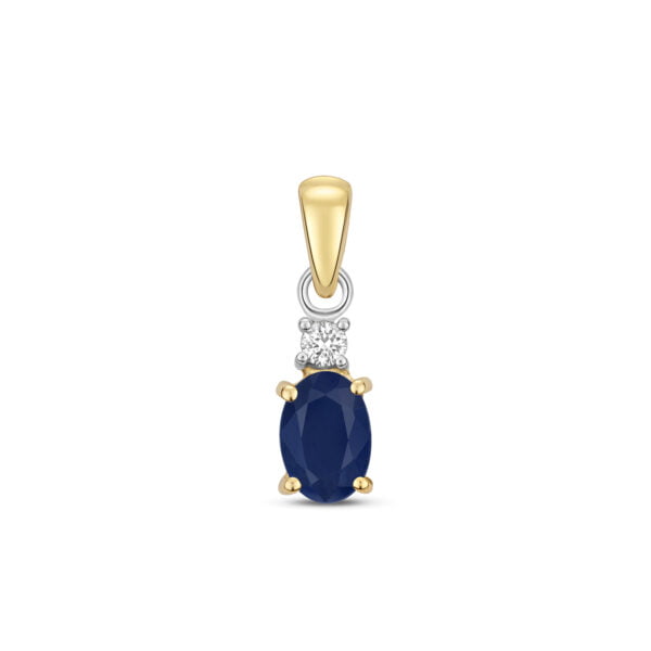 9 carat yellow gold oval sapphire drop pendant
