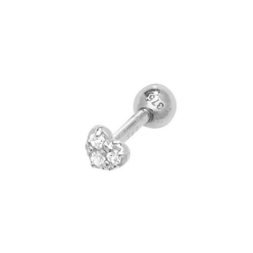 9 CARAT WHITE GOLD CZ HEART CARTILAGE Earring