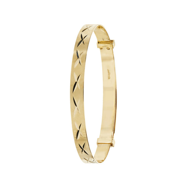 9 carat yellow gold diamond cut design baby bangle