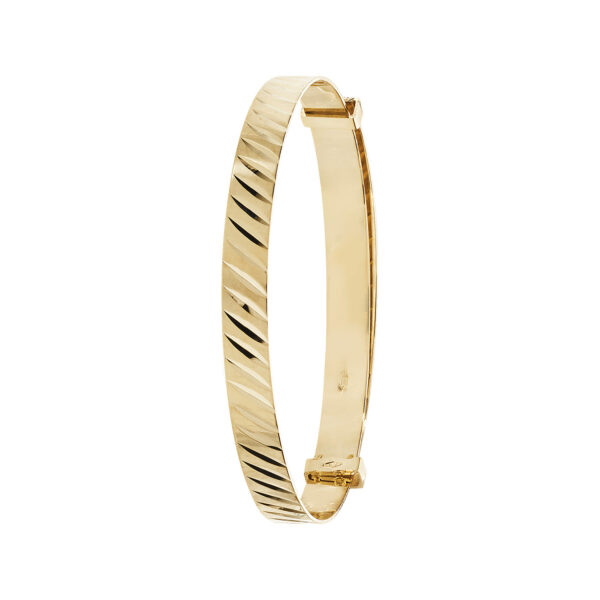 9 carat yellow gold diamond cut bangle
