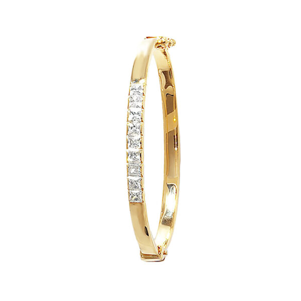 9 carat yellow gold square cz set baby bangle
