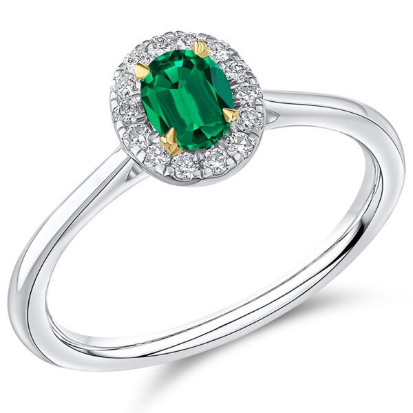 emerald and diamond cluster ring