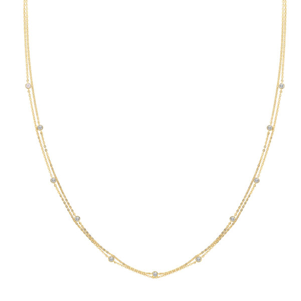 9ct gold cz double chain necklet
