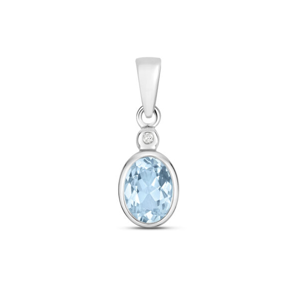 9ct White Gold Aquamarine And Diamond Pendant