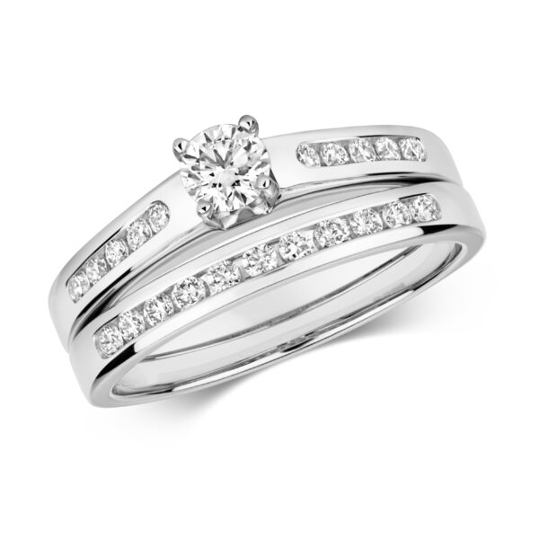 9 carat white gold diamond bridal set
