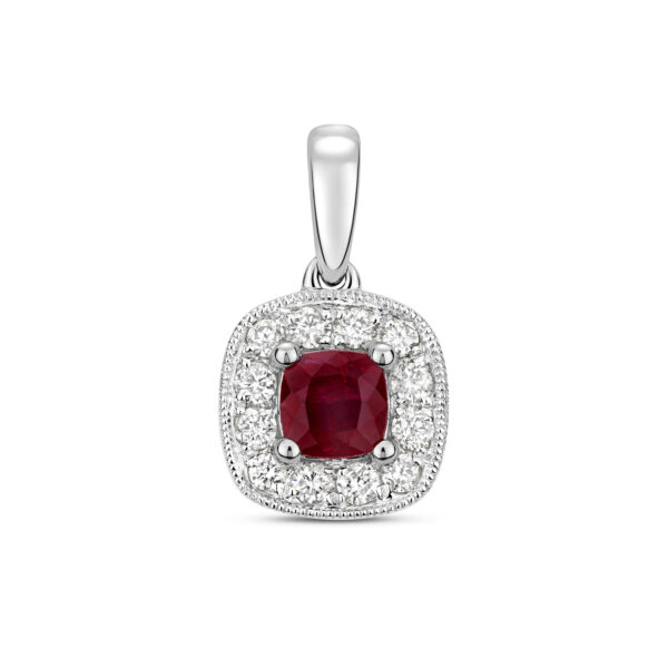 Ruby And diamond Cluster Pendant