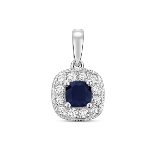 Sapphire and Diamond Cluster Pendant