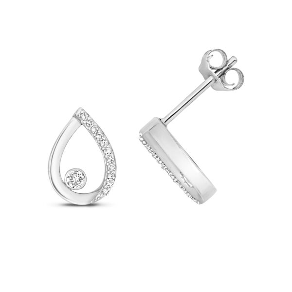 9 carat white gold pear shape earrings