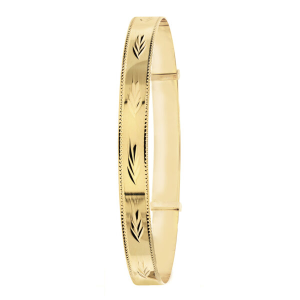 9 carat yellow gold fancy diamond cut expandable bangle