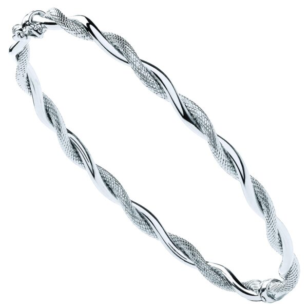 9 carat white gold twist bangle