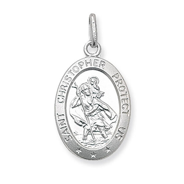 silver oval saint Christopher pendant