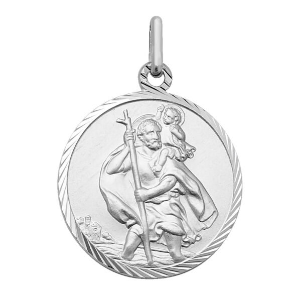 Silver Diamond Cut St Christopher Pendant