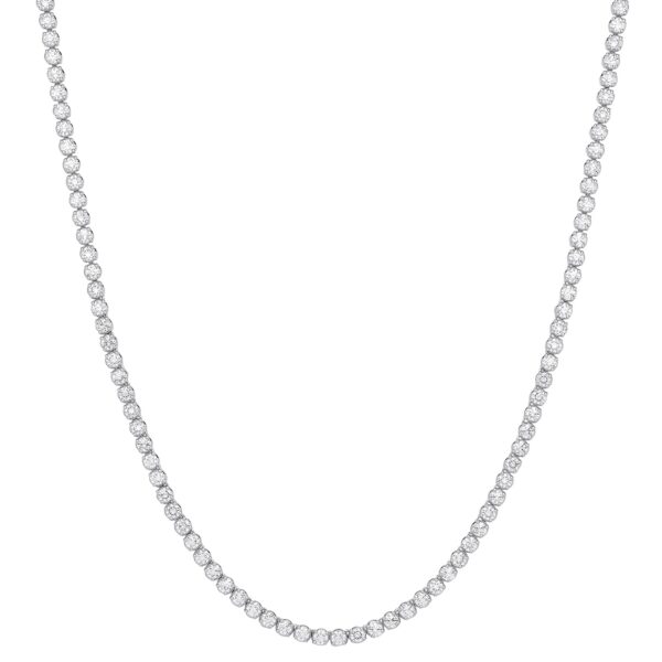 9 carat white gold laboratory grown diamond necklace set with 20 carats of laboratory grown diamonds round shape
