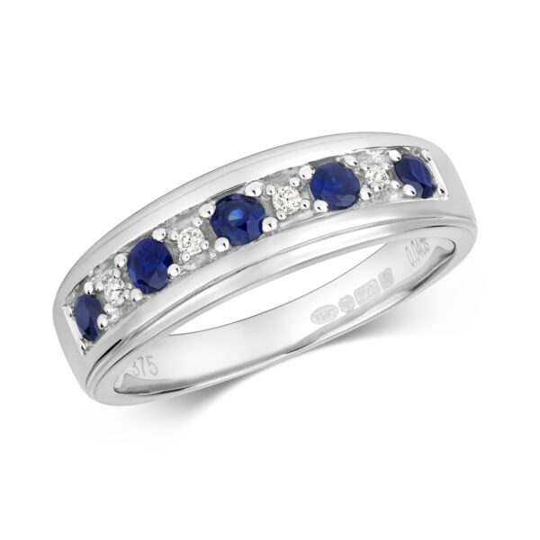 9 carat white gold sapphire and diamond eternity ring seven stone