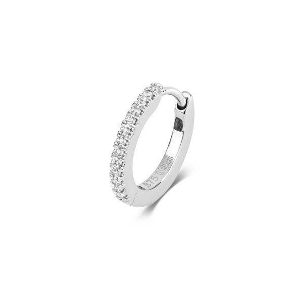 9ct white gold diamond hoop earring