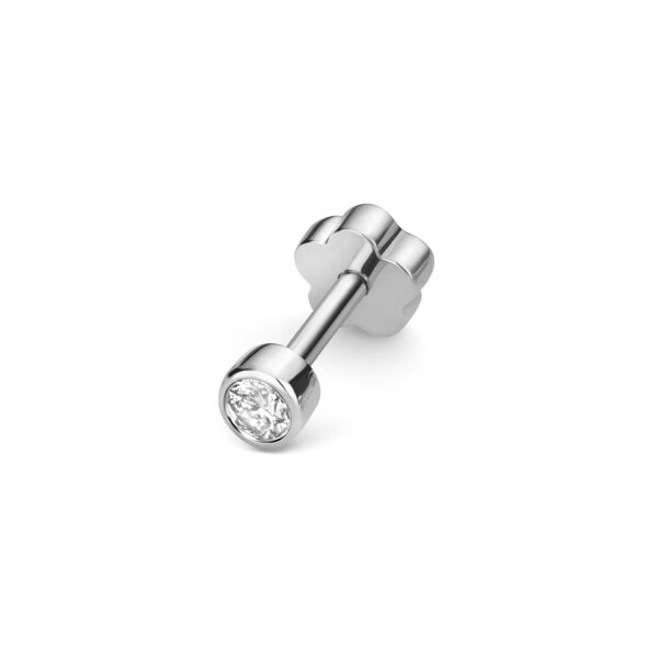 9 carat white gold diamond cartilage rubover stud