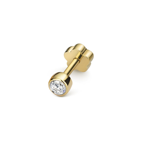 9 carat yellow gold diamond cartilage rubover earring