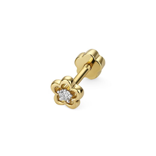 9 carat yellow gold diamond cartilage flower stud