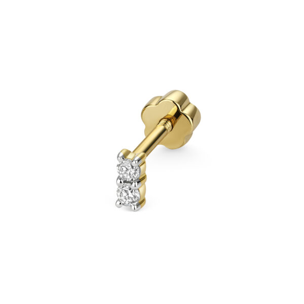 9 carat yellow gold two stone diamond cartilage stud