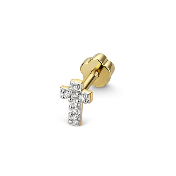 9 Carat Yellow Gold Diamond Cartilage Cross Stud