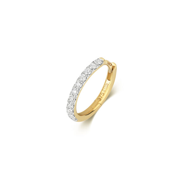9 carat yellow gold diamond cartilage hoop earring
