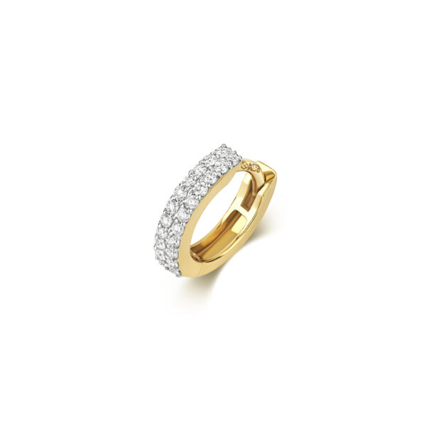 9 carat yellow gold diamond cartilage hoop 2 rows