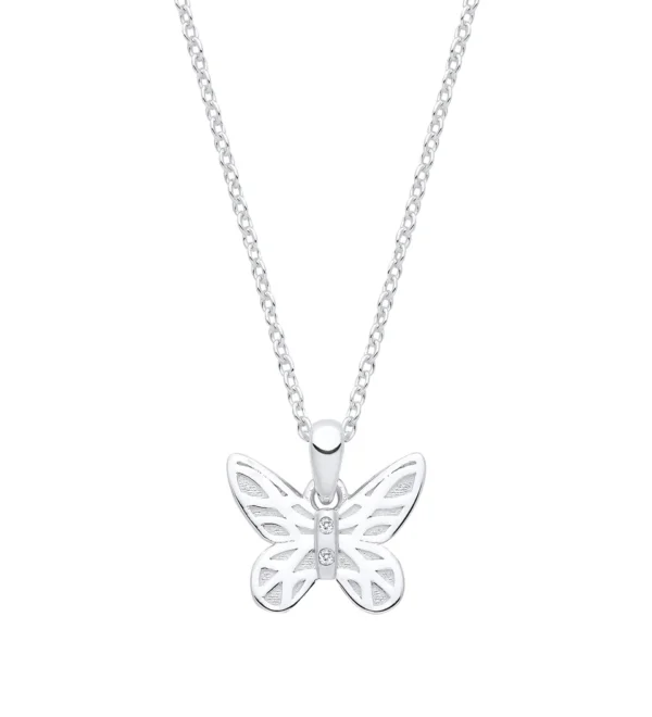 Silver butterfly pendant with chain