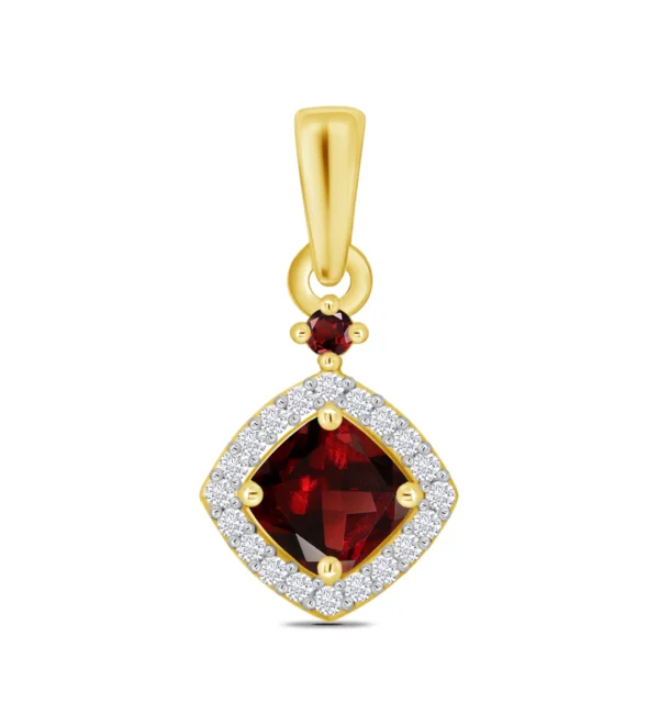 9 carat yellow gold garnet and diamond pendant