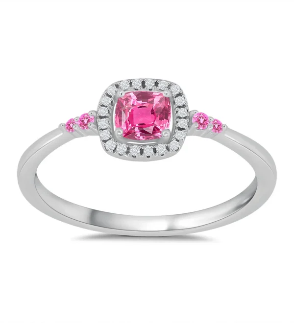 9 carat white gold pink sapphire and diamond ring