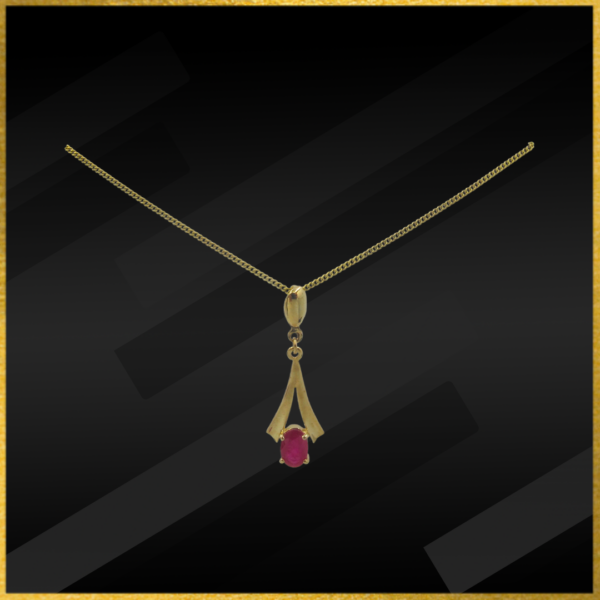 9 carat yellow gold ruby pendant and chain second hand preowned