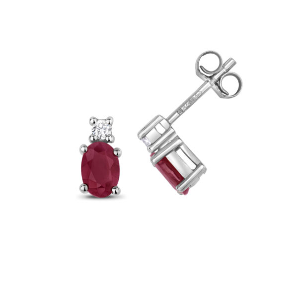 9 carat white gold ruby and diamond stud earrings