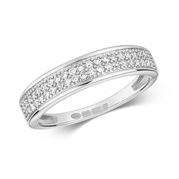 white gold diamond werdding band ring double row