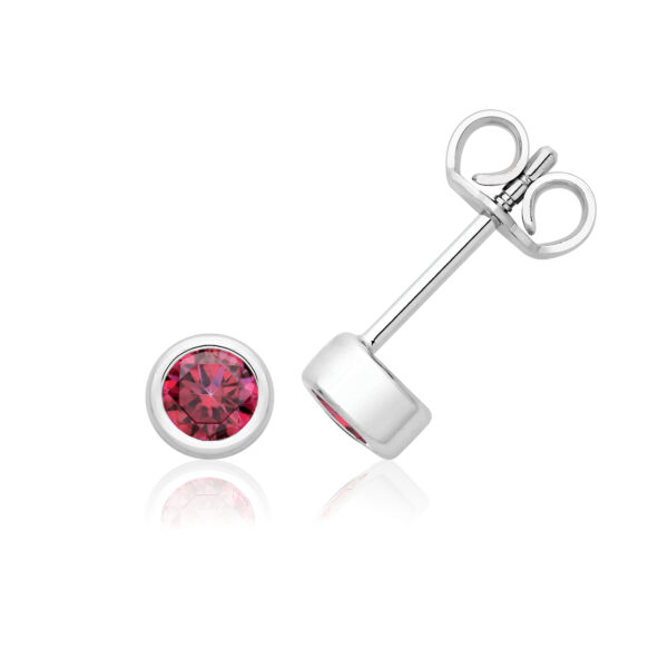 Sterling Silver Round Ruby Stud Earrings