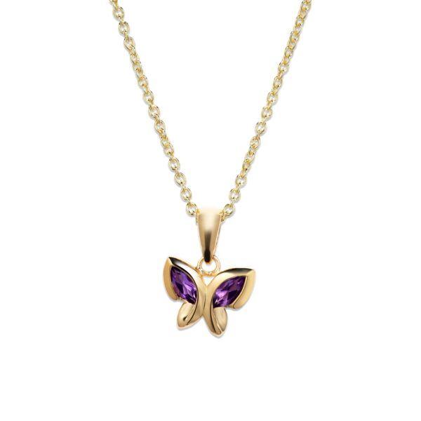 Amethyst Butterfly Pendant And Chain