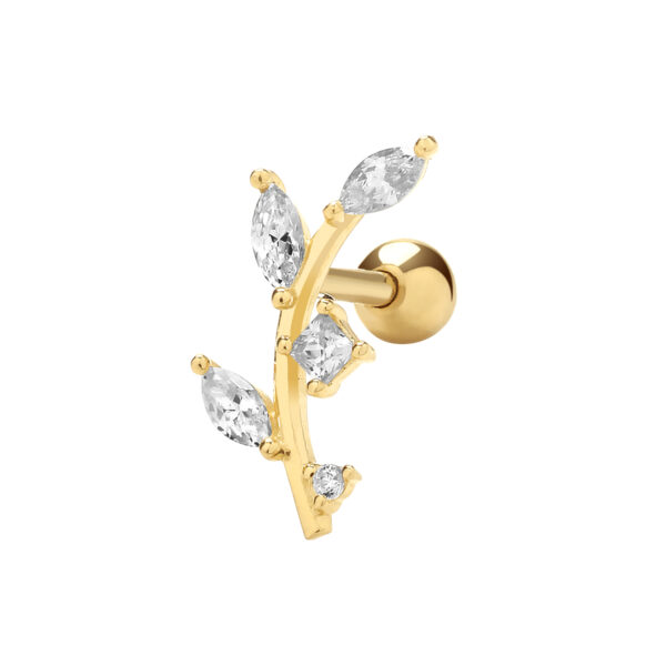 9 Carat Gold CZ Leaf Cartilage Earring
