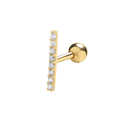 9 Carat Gold CZ Bar Cartilage Earring