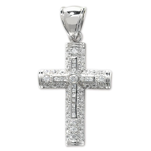 Silver Cubic Zirconia Cross Pendant