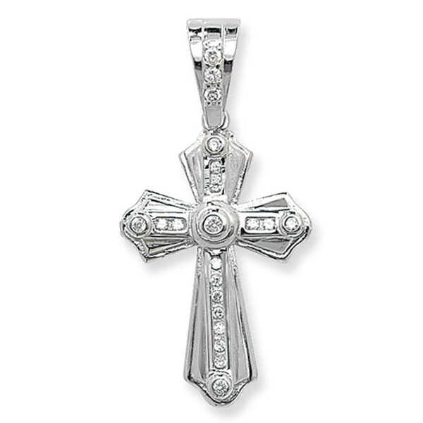 Silver Cubic Zirconia Cross Pendant