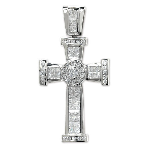 Silver Cubic Zirconia Cross Pendant