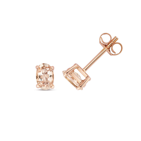 9ct Rose Gold Oval Morganite Earrings