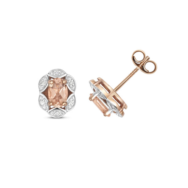 9 carat rose gold morganite and diamond earrings