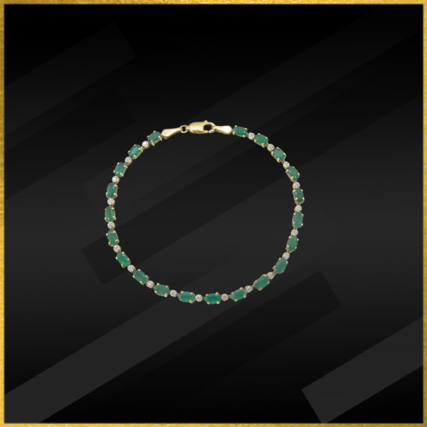 9 Carat Yellow Gold Emerald And Diamond Bracelet