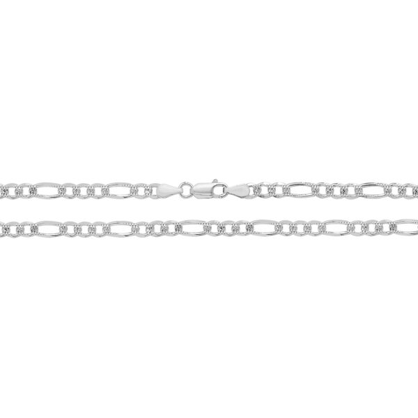 sterling silver figaro pave chain